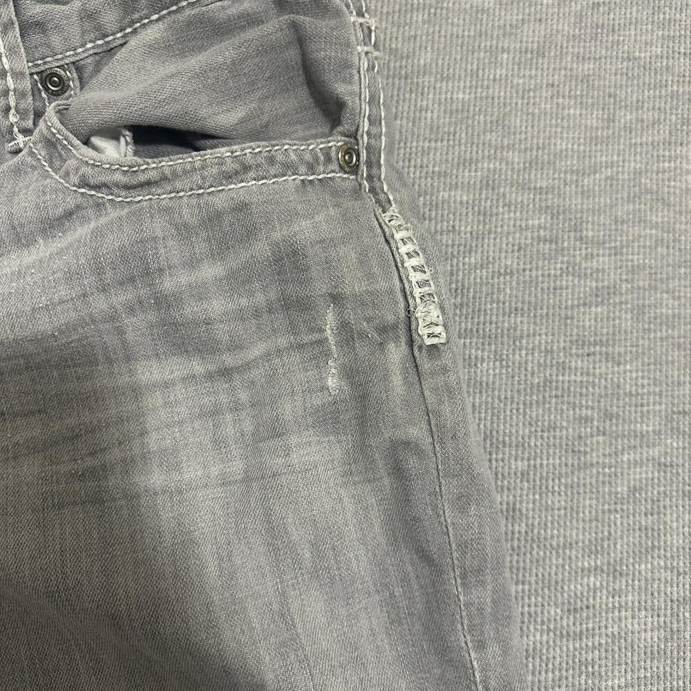 BKE Derek Straight Mens Gray Distressed Jeans 33R ABM12037 Thick Stitch - Picture 13 of 16
